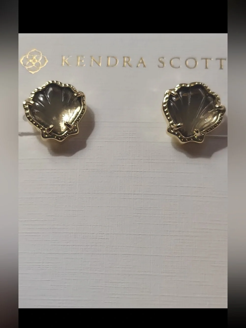 Kendra Scott Brynne Shell Obsidian Gray Black Silver Earrings NEW $75